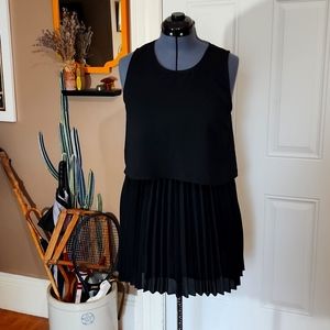 Black Pleated Dress. Cocktail Party.